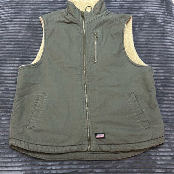 Dickies Vest Olive Green Sherpa Fleece Lined Full Zip Men Size XL - Picture 1 of 7